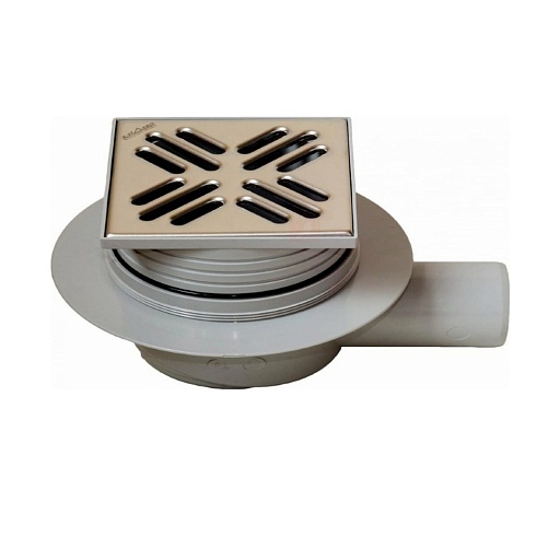 Трап душевой горизонтальный Miano с гидрозатвором 100х100 мм d40 мм решетка из нержавеющей стали (MPVB-04002)