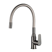 Смеситель для кухни Decoroom DR29 графит с гибким изливом однорычажный (DR29024GM) Смеситель для кухни Decoroom DR29 графит с гибким изливом однорычажный (DR29024GM)