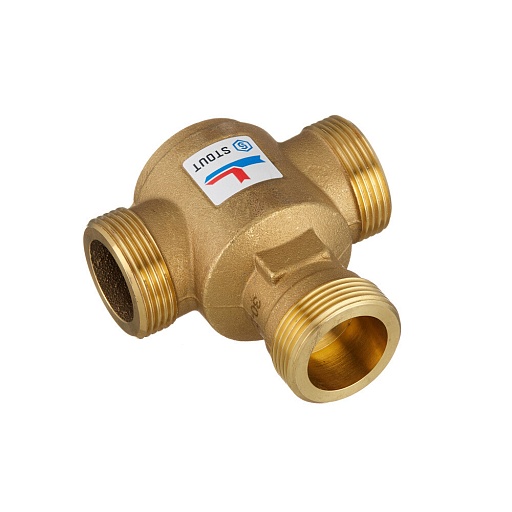 Клапан термостатический Stout 1 1/4 НР(ш) х 1 1/4 НР(ш) х 1 1/4 НР(ш) для твердотопливных котлов 55 °С (SVM-0030-325504)