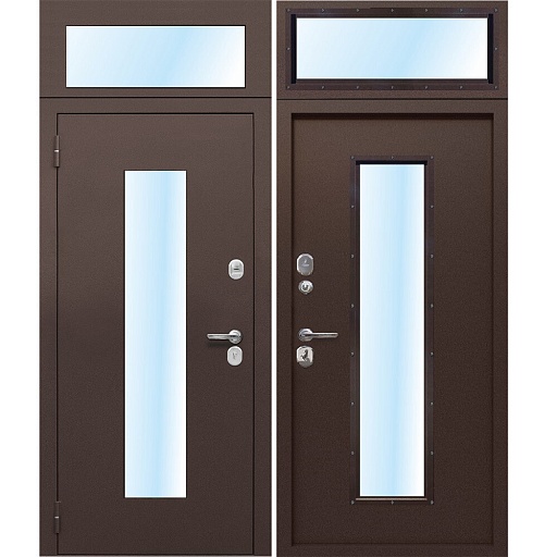 Дверь входная Ferroni Гарда левая антик медь - антик медь с фрамугой 960х2500 мм со стеклопакетом