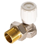 Клапан (вентиль) регулирующий ручной угловой СТМ (CARAVH34) 3/4 ВР(г) х 3/4 НР(ш) для радиатора никелированный