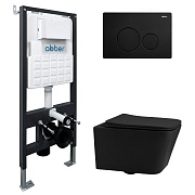 Комплект инсталляции Abber с унитазом Rechteck с кнопкой черной и сиденьем микролифт (AC1201MB-AC0105-AC0121MB)