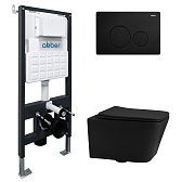 Комплект инсталляции Abber с унитазом Rechteck с кнопкой черной и сиденьем микролифт (AC1201MB-AC0105-AC0121MB)