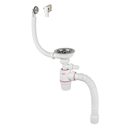 Сифон для мойки Wirquin Neo 3 1/2х40/50 мм с выпуском d114 мм с переливом с соединением 40/50 мм (30987091)