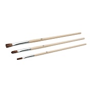 Набор кистей художественных натуральная щетина деревянная ручка Color Expert для красок на водной основе (3 шт.)