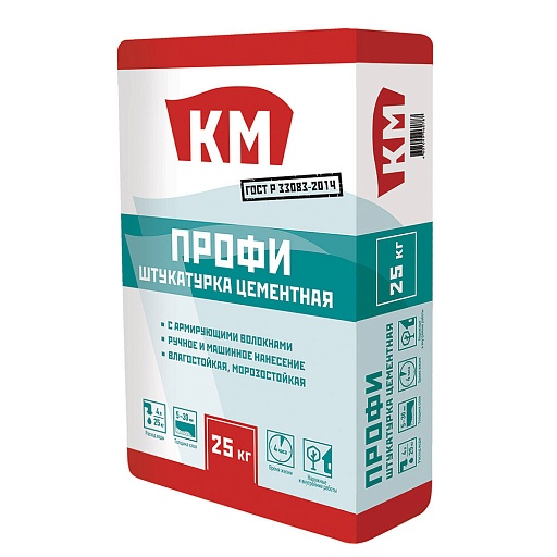 Штукатурка цементная КМ Профи армированная 25 кг Штукатурка цементная КМ Профи армированная 25 кг