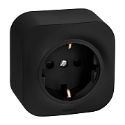 Розетка Legrand Quteo накладная черная со шторками (782476)