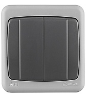 Выключатель Makel 36064003 двухклавишный открытая установка серый IP55 Выключатель Makel 36064003 двухклавишный открытая установка серый IP55