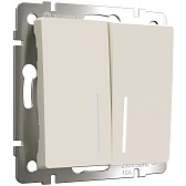 Выключатель Werkel двухклавишный встраиваемый айвори матовый проходной с подсветкой (a062421) Выключатель Werkel двухклавишный встраиваемый айвори матовый проходной с подсветкой (a062421)