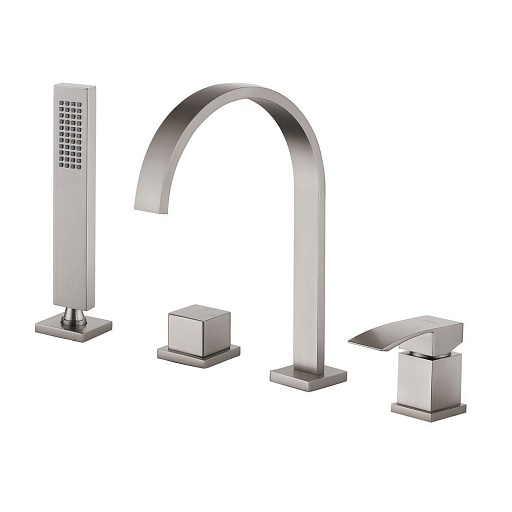 Смеситель на борт ванны Abber Wasserfall сатин однорычажный с лейкой (AF8613SP) Смеситель на борт ванны Abber Wasserfall сатин однорычажный с лейкой (AF8613SP)