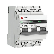 Автоматический выключатель EKF PROxima ВА 47-63 3Р 12,5А тип D 4,5 кА 400 В на DIN-рейку (mcb4763-3-12.5D-pro)