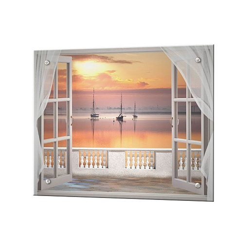 Панель стеновая закаленное стекло для кухни 500х600х4 мм бухта из окна