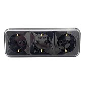 Розетка SVET тройная EV0361-8431 открытая установка черный с заземлением Розетка SVET тройная EV0361-8431 открытая установка черный с заземлением