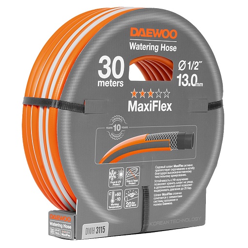 Шланг поливочный 1/2 30 м четырехслойный Daewoo MaxiFlex ПВХ (DWH 3115) Шланг поливочный 1/2 30 м четырехслойный Daewoo MaxiFlex ПВХ (DWH 3115)