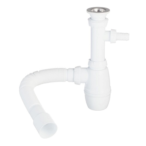 Сифон для раковины Wirquin Pro 1 1/2х40 мм с выпуском d63 мм с соединением 40/50 мм с отводом (30718052)