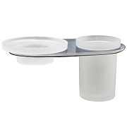 Стакан для ванной WasserKraft Kammel с держателем стекло матовый/металл хром (K-8326) Стакан для ванной WasserKraft Kammel с держателем стекло матовый/металл хром (K-8326)