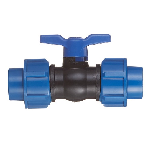 Кран шаровой ПНД компрессионный 20х20 мм Кран шаровой ПНД компрессионный 20х20 мм