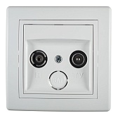 Розетка телевизионная с рамкой Aling-conel 612P.000 проходная TV-FM скрытая установка белая Розетка телевизионная с рамкой Aling-conel 612P.000 проходная TV-FM скрытая установка белая