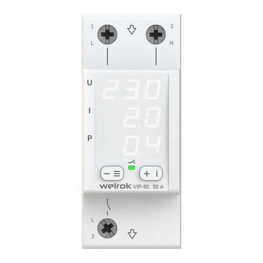 Реле напряжения и контроля фаз модульное Welrok VIP-50 220 В 50 А тип AC цифровое