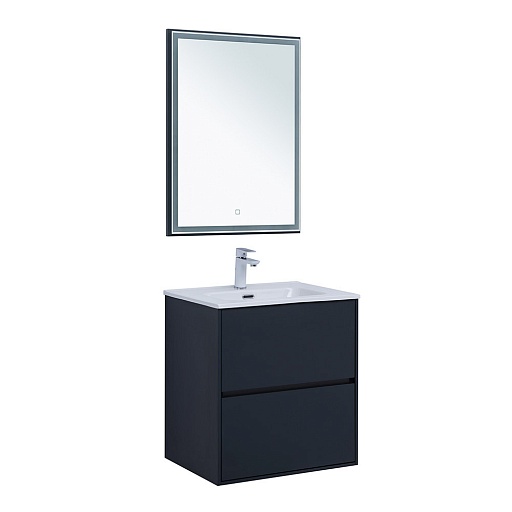 Тумба под раковину Lavelly Cube 60 см подвесная графит матовый (00316638)