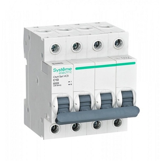 Автоматический выключатель модульный Systeme Electric City9 Set 4P 10А 6 кА 400 В (C9F36410)