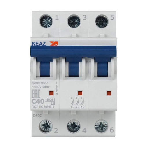 Автоматический выключатель модульный КЭАЗ OptiDin 3P 40А тип C 6 кА 380 В (260798) Автоматический выключатель модульный КЭАЗ OptiDin 3P 40А тип C 6 кА 380 В (260798)