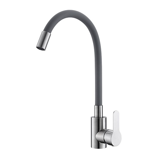 Смеситель для кухни Corsa Deco Vega Steel нержавеющая сталь/серый с гибким изливом однорычажный (966367)