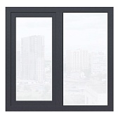 Пластиковое окно VEKA WHS Halo 60 1160х1200 мм 2 створки левая глухая правая поворотно-откидная двухкамерное серое