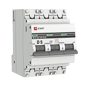 Автоматический выключатель EKF PROxima ВА 47-63 3Р 5А тип D 4,5 кА 400 В на DIN-рейку (mcb4763-3-05D-pro)