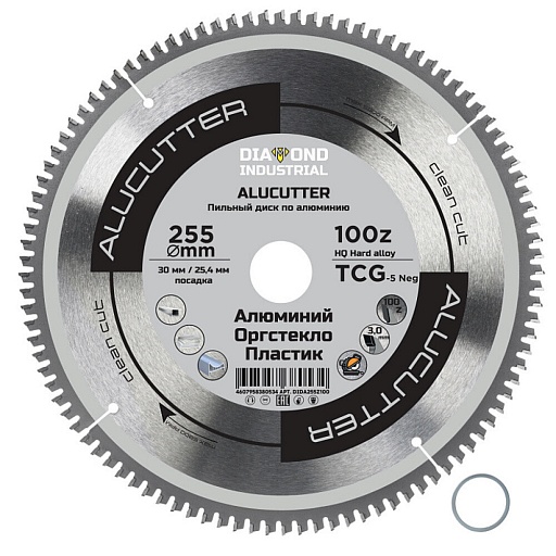 Диск пильный по пластику Diamond Industrial AluCutter 255х30х3,1 мм 100 зубьев (DIDA255Z100) Диск пильный по пластику Diamond Industrial AluCutter 255х30х3,1 мм 100 зубьев (DIDA255Z100)