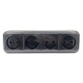 Розетка SVET четверная EV0363-8441 открытая установка черный с заземлением Розетка SVET четверная EV0363-8441 открытая установка черный с заземлением