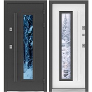 Дверь входная с терморазрывом Промет Консул правая муар - велютто бьянко со стеклопакетом 880х2050 мм