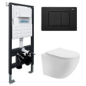 Комплект инсталляции Abber с унитазом Bequem с кнопкой черной и сиденьем микролифт (AC1100T-AC0105-AC0120MB)