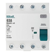 УЗО Dekraft УЗО-03 63А 3P+N тип AC 30 мА 6 кА компактное (14236DEK)