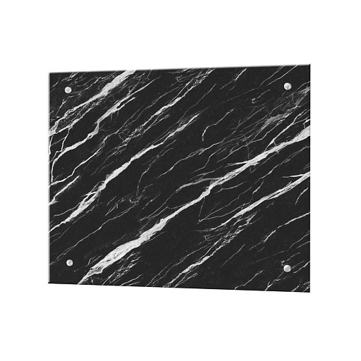 Панель стеновая закаленное стекло для кухни 500х600х4 мм черно-белый мрамор