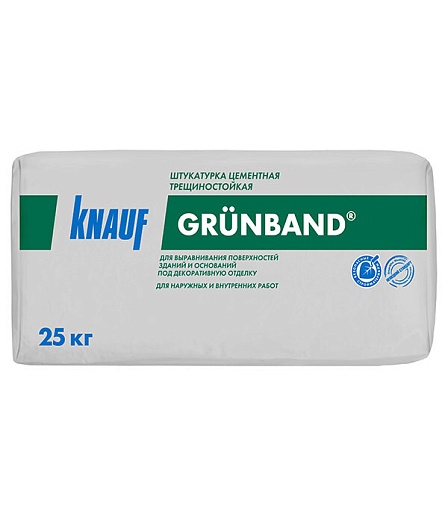 Штукатурка цементная Knauf Грюнбанд трещиностойкая 25 кг Штукатурка цементная Knauf Грюнбанд трещиностойкая 25 кг