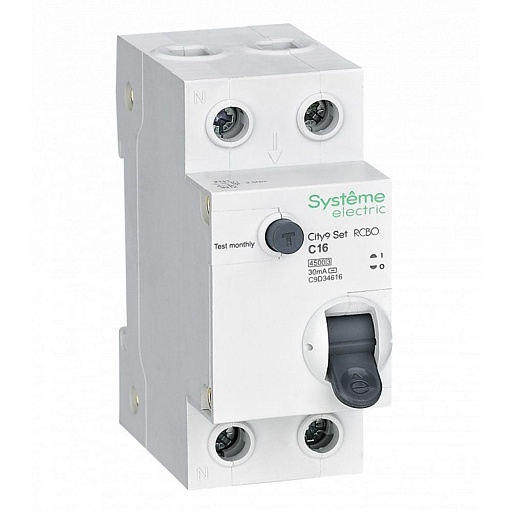 Автомат дифференциальный Systeme Electric City9 Set АВДТ 16А 1P+N тип AC 30 мА 4,5 кА (C9D34616) Автомат дифференциальный Systeme Electric City9 Set АВДТ 16А 1P+N тип AC 30 мА 4,5 кА (C9D34616)