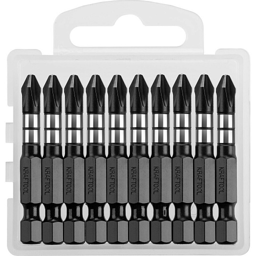 Бита Kraftool Impact (26191-2-50-S10) PH2 50 мм ударная (10 шт.)  Бита Kraftool Impact (26191-2-50-S10) PH2 50 мм ударная (10 шт.)