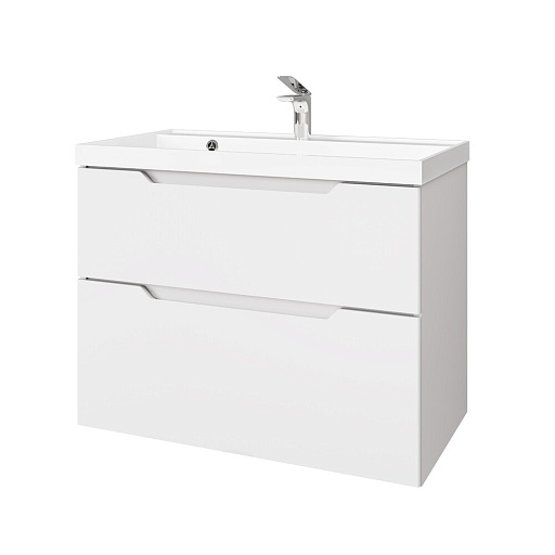 Комплект тумба с раковиной Raval Wector 45 см подвесная белая (Wct.01.80/P/W/MD)