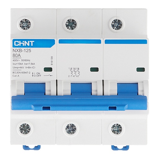 Автоматический выключатель модульный Chint NXB-125 3P 80А тип C 10 кА 400 В (816139)