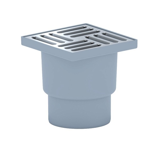 Трап душевой вертикальный АНИ пласт с гидрозатвором 150х150 мм d110 мм решетка из нержавеющей стали (TA1212)