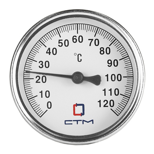 Термометр аксиальный СТМ 1/2 НР(ш) d63 мм шток 30х10 мм 90°С (CTT12D63) Термометр аксиальный СТМ 1/2 НР(ш) d63 мм шток 30х10 мм 90°С (CTT12D63)