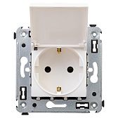 Розетка DKC Avanti встраиваемая белая с крышкой (4470369)