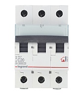 Автоматический выключатель модульный Legrand TX3 3P 20А тип C 6 кА 400 В (404057) Автоматический выключатель модульный Legrand TX3 3P 20А тип C 6 кА 400 В (404057)