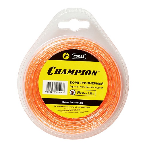 Леска для триммера Champion Square Twist DUO витой квадрат 2 мм х 15 м красная (C5055) Леска для триммера Champion Square Twist DUO витой квадрат 2 мм х 15 м красная (C5055)