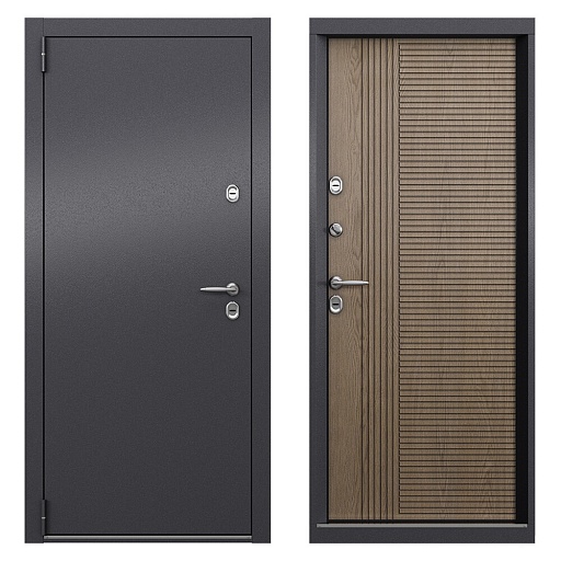 Дверь входная с терморазрывом Torex Роял Техно левая букле графит - астана табачный 880х2050 мм Дверь входная с терморазрывом Torex Роял Техно левая букле графит - астана табачный 880х2050 мм