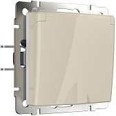 Розетка Werkel встраиваемая слоновая кость со шторками с крышкой (a051491)