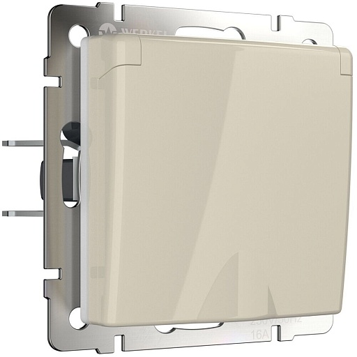 Розетка Werkel встраиваемая слоновая кость со шторками с крышкой (a051491)