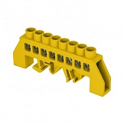 Шина нулевая в нейлоновом корпусе на DIN-рейку EKF PROxima 8х12 мм 8 отверстий желтая (20 шт.) (sn0-125-8-dpe)