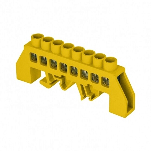 Шина нулевая в нейлоновом корпусе на DIN-рейку EKF PROxima 8х12 мм 8 отверстий желтая (20 шт.) (sn0-125-8-dpe)